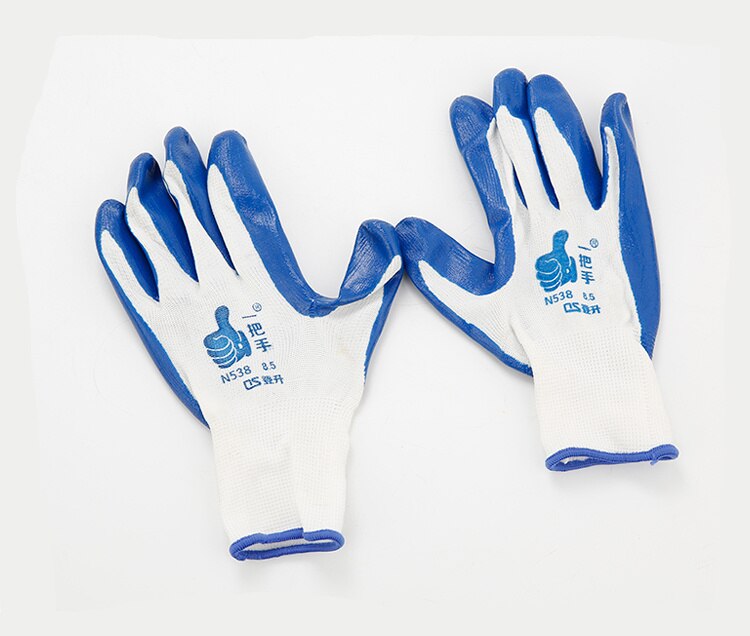 1 dobbelt komfortable haven mandlige / kvindelige arbejdshandsker læderhandsker gummi ansigtsbeskyttelse hånd anti-syre handsker: Default Title