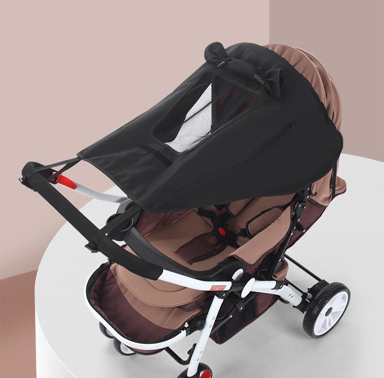 Baby Stroller Rag Shade Blocks UV UVB Sun Rays Cover Car Awning Mosquito Insect Net Mesh RainTent Stroller Protection Accessory: DARK GRAY
