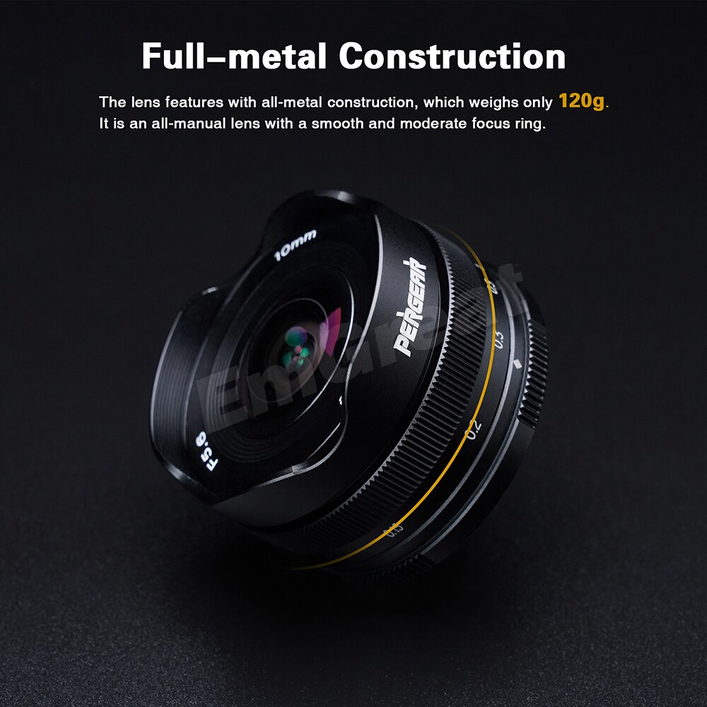 Pergear 10mm F 5,6 Pfannkuchen Fisheye Objektiv APS-C für Sony E Nikon Z M4/3 Fuji X Montieren a6300 A6500 A6600 A7S3 Z6 Z7 ZFC X-T4 XT-30