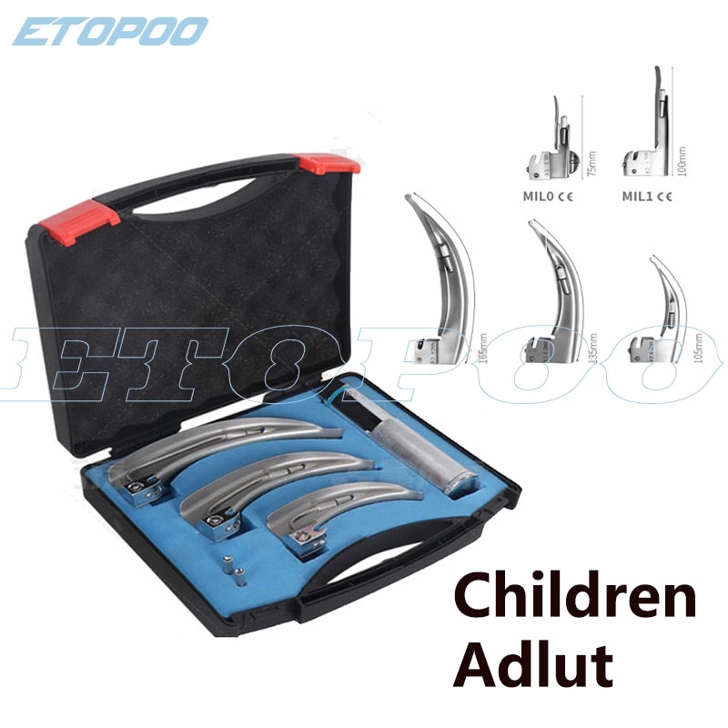 Espejo de acero inoxidable para intubación, laringoscopio, laringoscopio de fibra óptica para adultos y niños