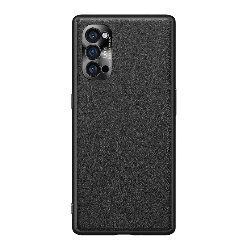 Case For OPPO Reno 4 Pro 5G Luxury PU leather Cases Hard Shockproof Back Cover For OPPO Reno4 Pro Original Skin Hull Coque: Reno 4 Pro 5G / Black