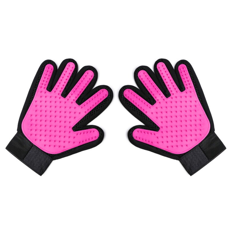 Hund Hundesalon Handschuh Silikon Katzen Pinsel Kamm Deshedding Haar Handschuhe Hunde Schlecht Reinigung Liefert Ebene Kämme: links Hand / LILA