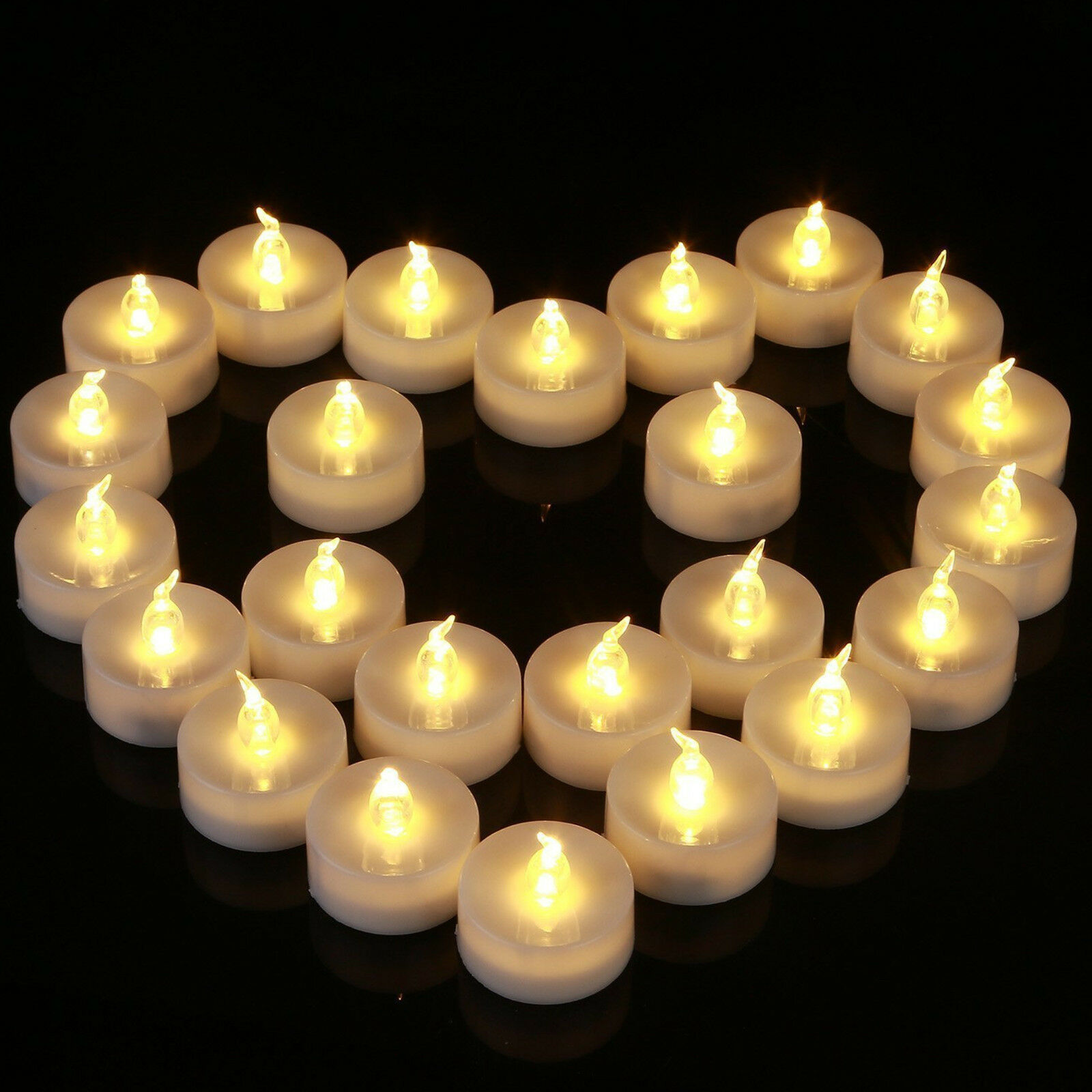 12Pcs Battery Operated Led Tea Lights Kaarsen Vlamloze Wieden Decor