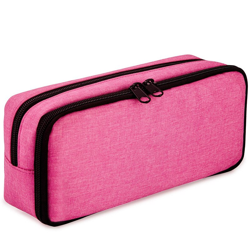 Japanse Koreaanse Briefpapier Effen Kleur Creatieve Eenvoudige Persoonlijkheid Dubbele Rits Student Grote Capaciteit Briefpapier Tas: pink