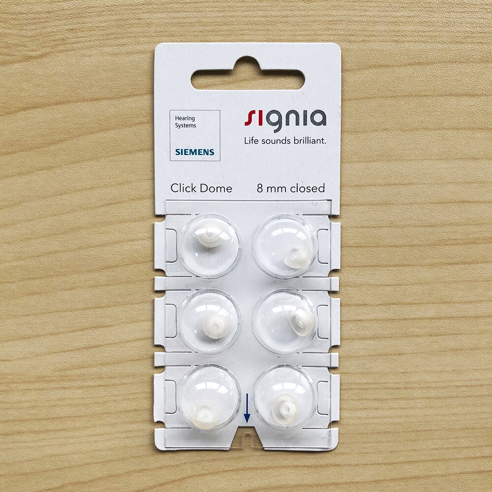 Siemens Signia Pack Van 6 Klik Koepel Gesloten Open Double Fit Vented Oor Tip Dome Voor Klik Cic, klik Itc En Ric Gehoorapparaat: 8mm closed