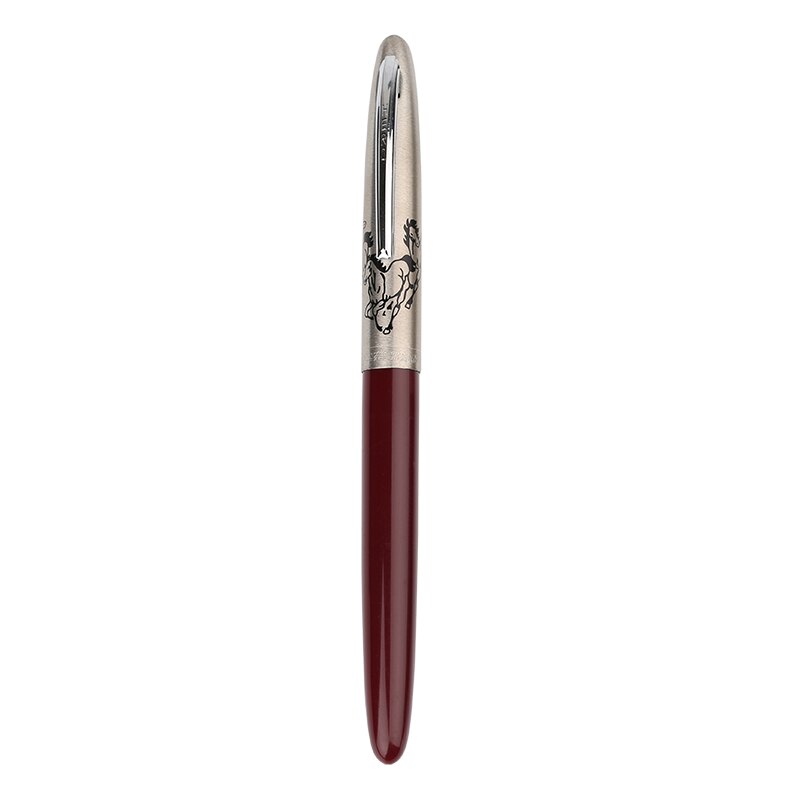 HERO 329-2 Klassieke Nostalgische Vulpen Pijl 329 Paard Hoofd Patroon Collection Inkt Pen Iridium Fine Nib 0.5mm voor: Horse Head-Red