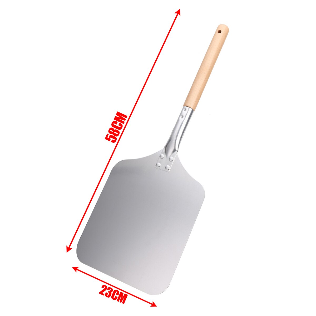 58Cm Lengte Hout Aluminium Pizza Peel Kleine Vierkante Pizza Lift Schop Pizza Taart Turner Spatel Keuken Bakken Gebak 23cm Breed