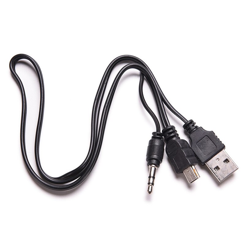 50cm USB Mini Male to Male USB 2.0 5pin Standard + 3.5mm AUX Audio Jack Connection Adapter Cable for Speaker Mp3 MP4 Player