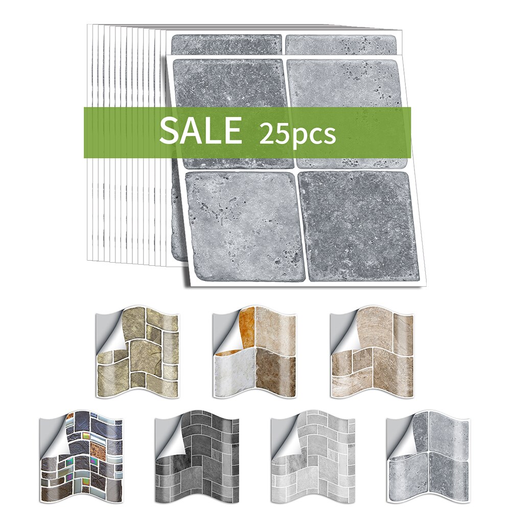 25 Stuks Mozaïek Pvc Zelfklevende Tegel Backsplash Muurstickers Vinyl Badkamer Keuken Home Decor Diy Waterdicht Behang
