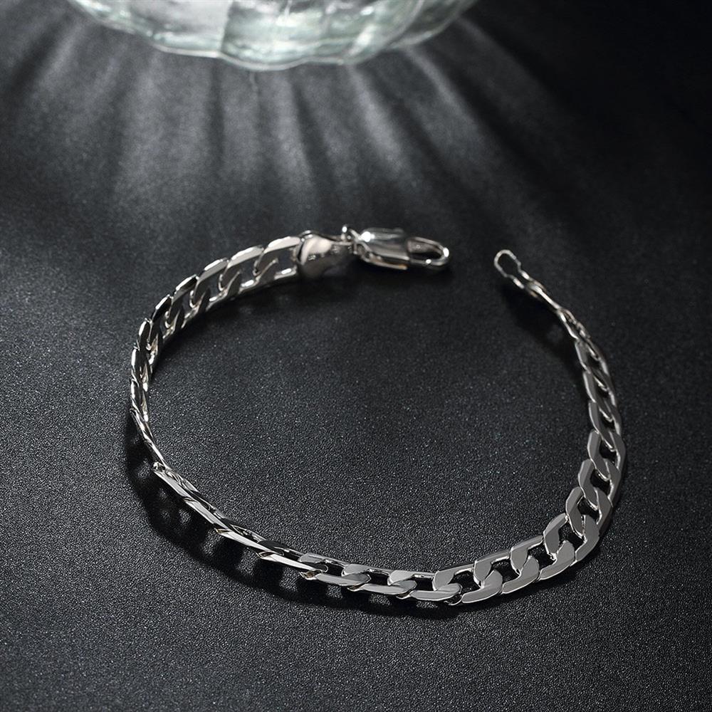 Bracelets en argent sterling 925 pour femmes, chaîne plate latérale de 6MM, de noël fins, bijoux à la