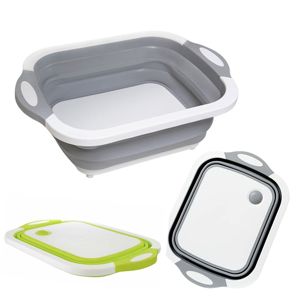 Multifunctional Foldable Cutting Board PP Sink Storage Basin Chopping Blocks Fruit Vegetable Washing Drain Basket Kitchen Stuff