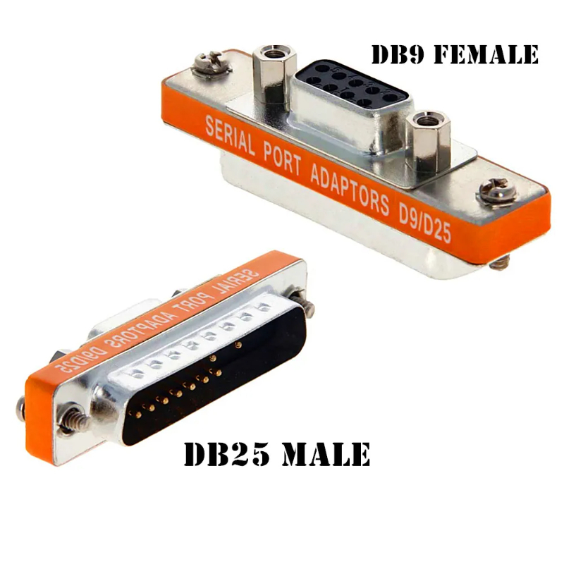 Mini adaptador DB25 a DB9, macho a hembra M/F Serial at Modem, Mini adaptador, cambiador de género, acoplador, RS-232