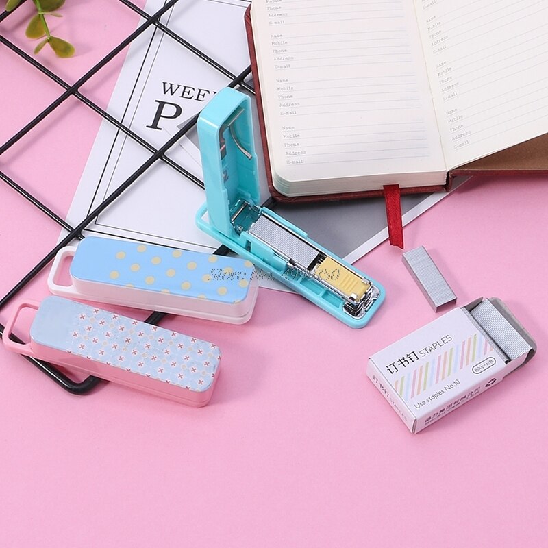 1 Set Manual Mini Stapler 3 Color Staplers Set Stationery School Office Supplies