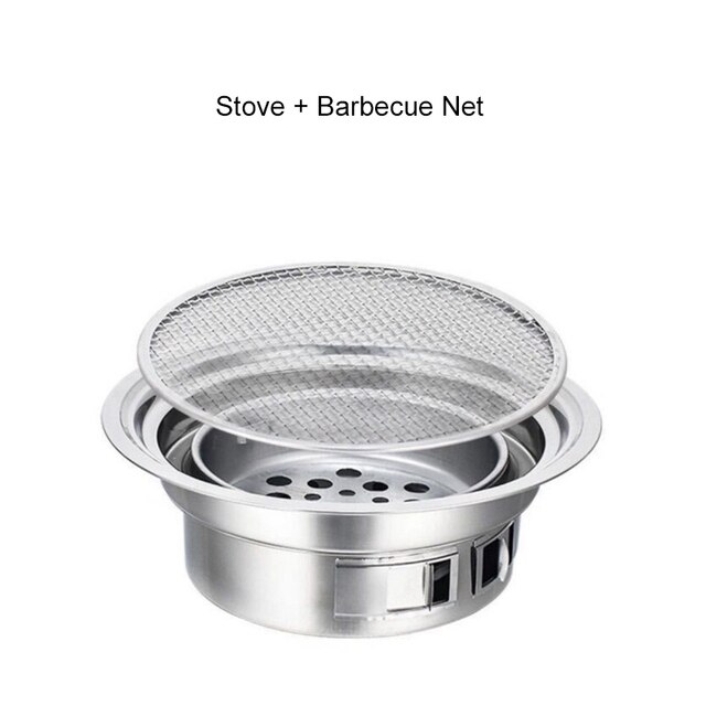 Stainless Steel Charcoal Barbecue Grill Non-stick Barbecue Grills Portable Outdoor bbq grill Round Carbon Barbecue Stove: white
