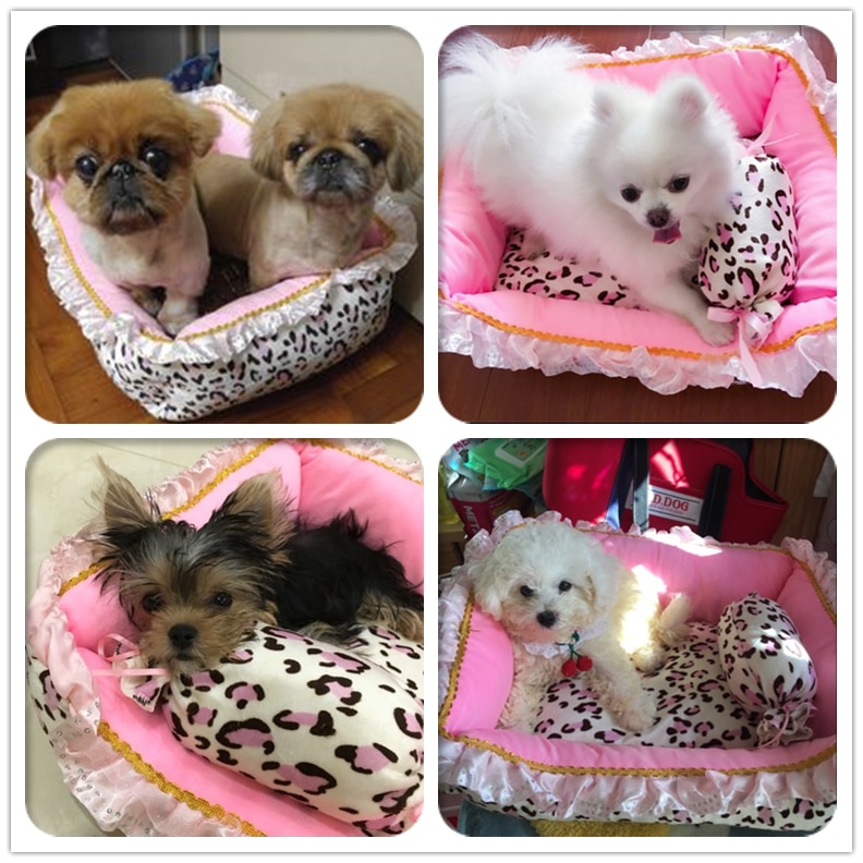 Camas de lujo para mascotas, casa de perro suave, nido de gato perrera, cojín para dormir rosa con almohada, canasta para cachorro, sofá, Princesa, tumbona para mascotas de peluche