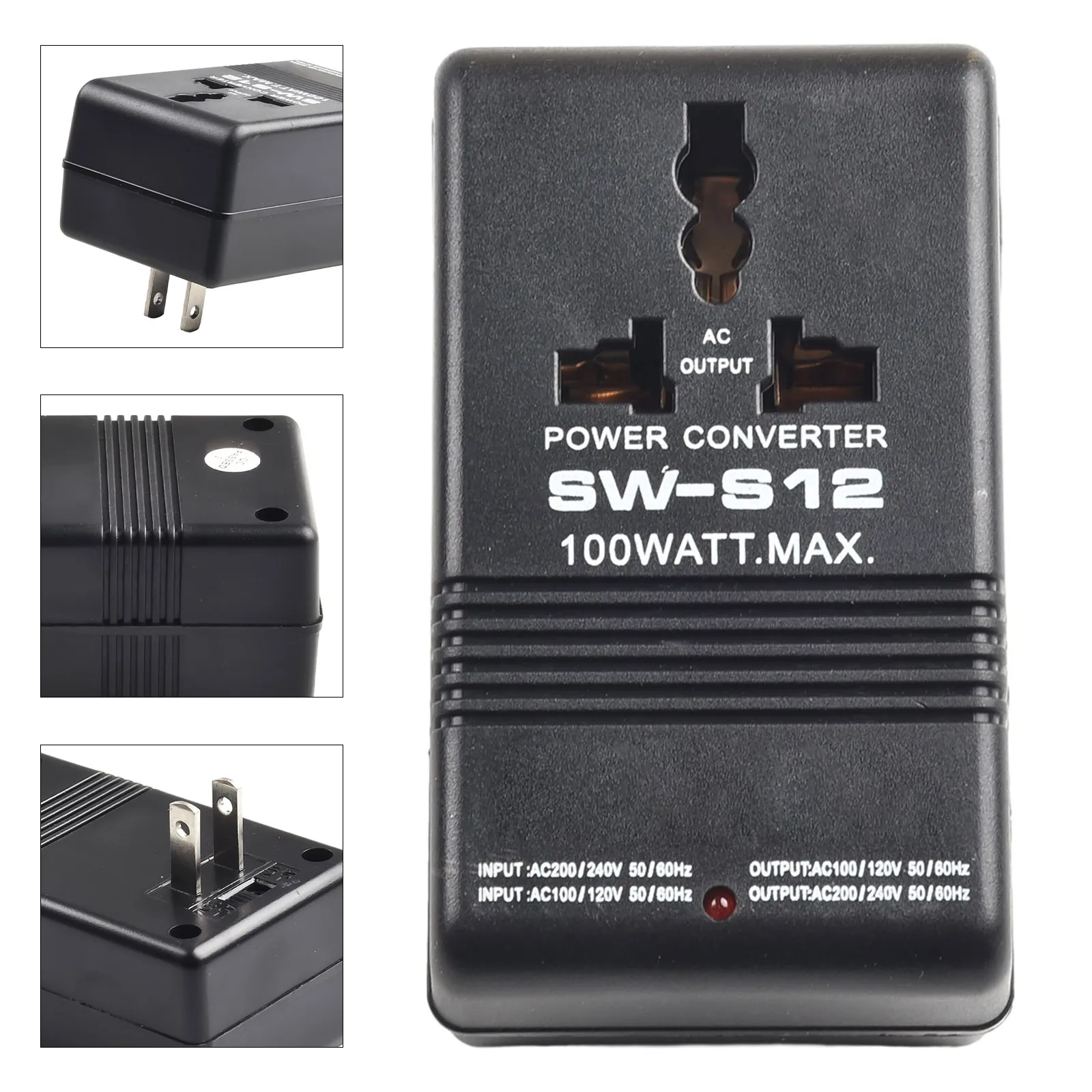 100-w step-up/step-down transformer , 110/120 v to 220/240 v, 70 w/100 w, 55 hz – 60 hz current transformer travel adapter