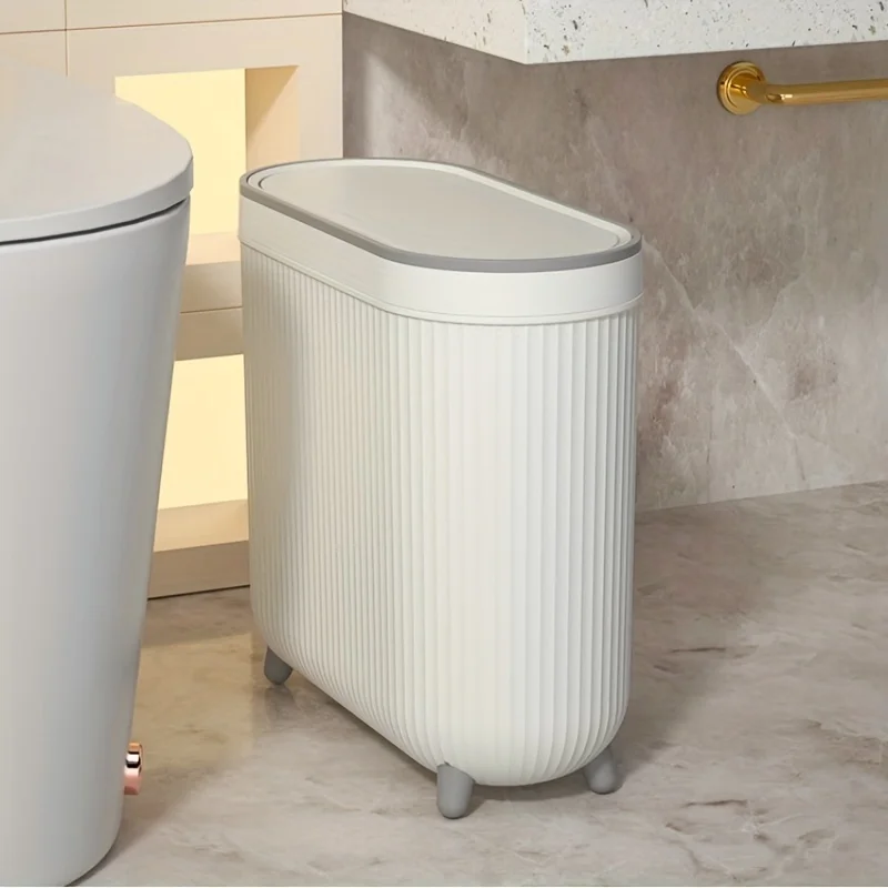 Compacte Rustige Prullenbak Voor Badkamer/Slaapkamer-Elektriciteitsvrij, Ruimtebesparend, Met Optioneel Deksel