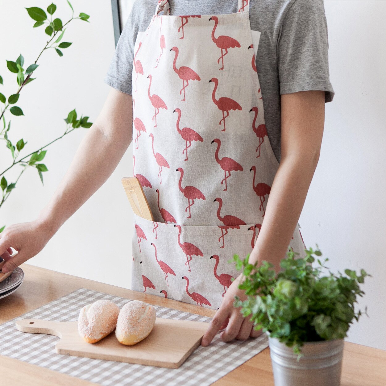 Ins flamingo mønster vandtæt forklæde voksen køkken husholdning kaffebar udendørs bbq bageri ved hjælp af kvinder forklæde