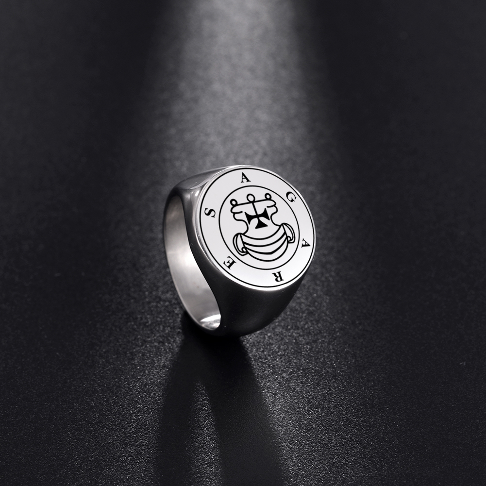 Dreamtimes sigillo di salomone AGARES demone sigillo squillare Magia runa anelli con sigillo in acciaio inossidabile per uomo pagano amuleto gioielleria bijoux