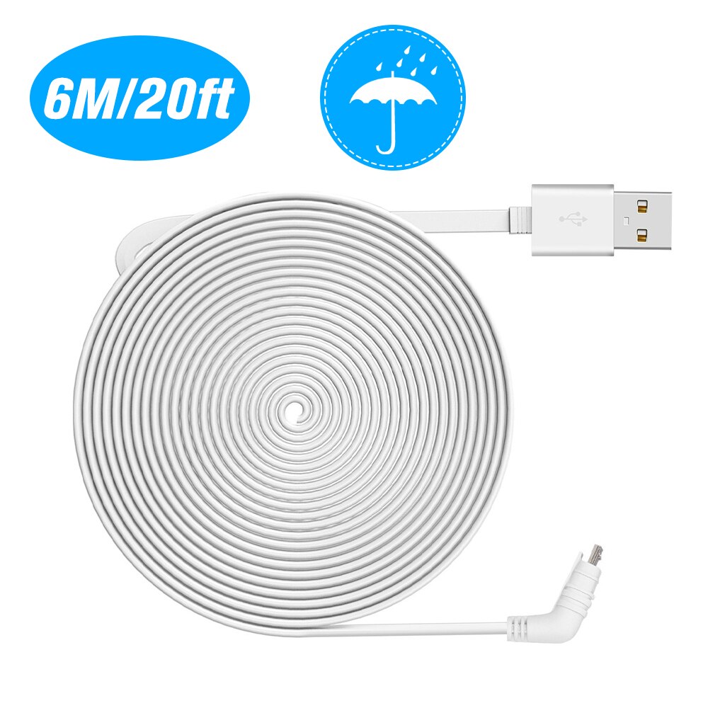 Câble d'alimentation de charge 6M/20ft convient pour Arlo Pro Arlo GO câble plat câble Micro USB cordon d'alimentation de charge