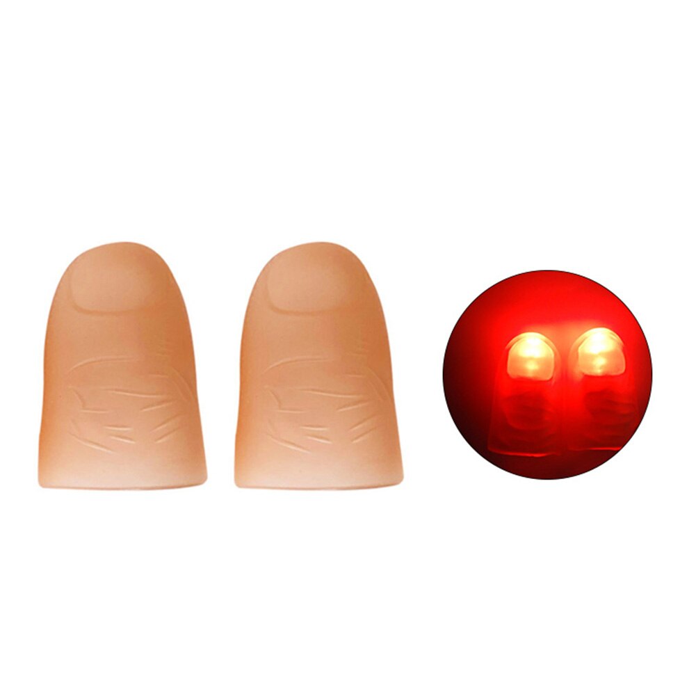 Pouce magique LED à piles, 2 pièces, accessoire lumineux, fourniture de fête, conseils magiques, fabricant avec LED magie: Rouge