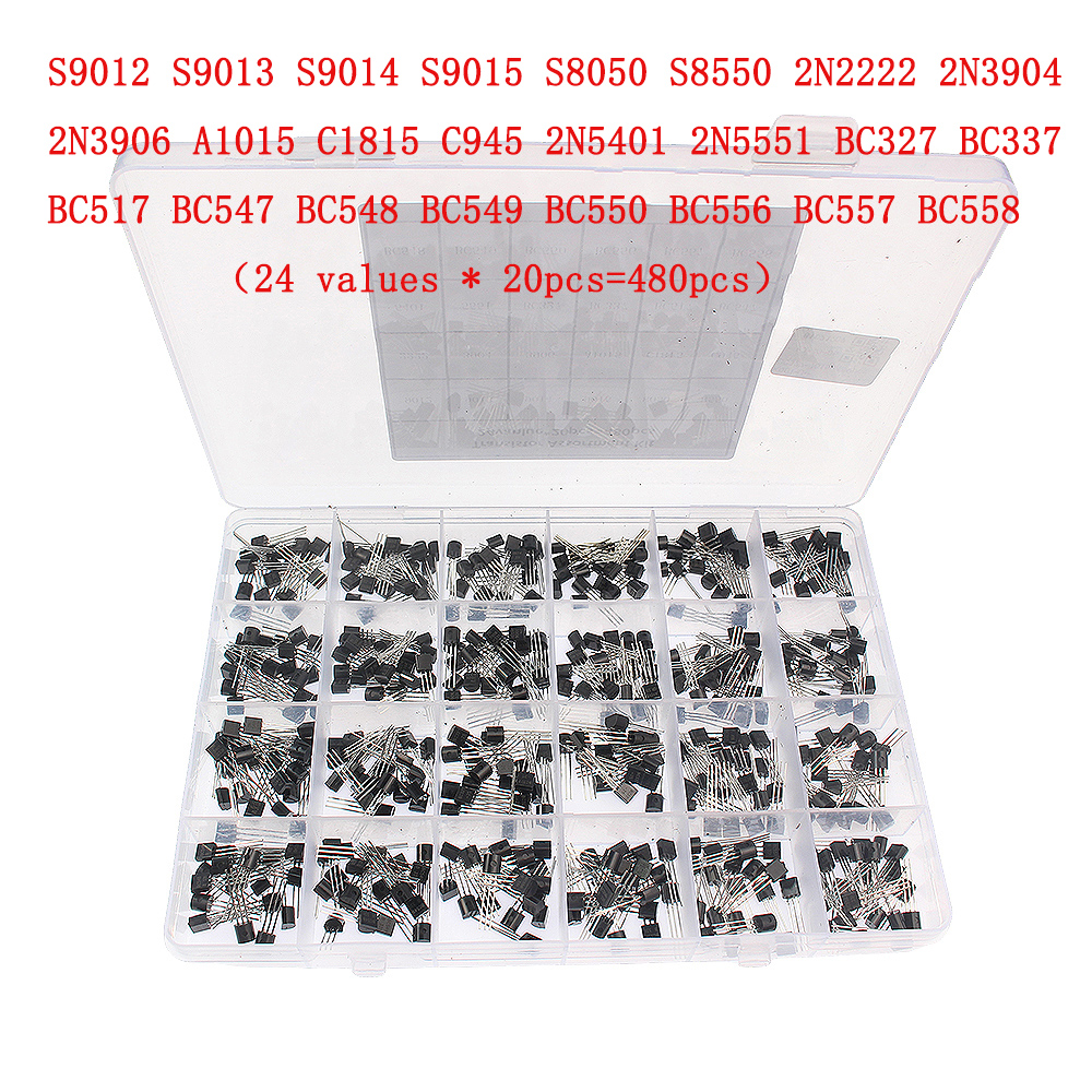 50-900PCS Transistors kit NPN PNP S8050 S8550 S9012 2N3904 2N3906 C1815 A1015 MJE13001 BC327 BC337 BC517 BC547 BC548 BC549 BC558: Ivory