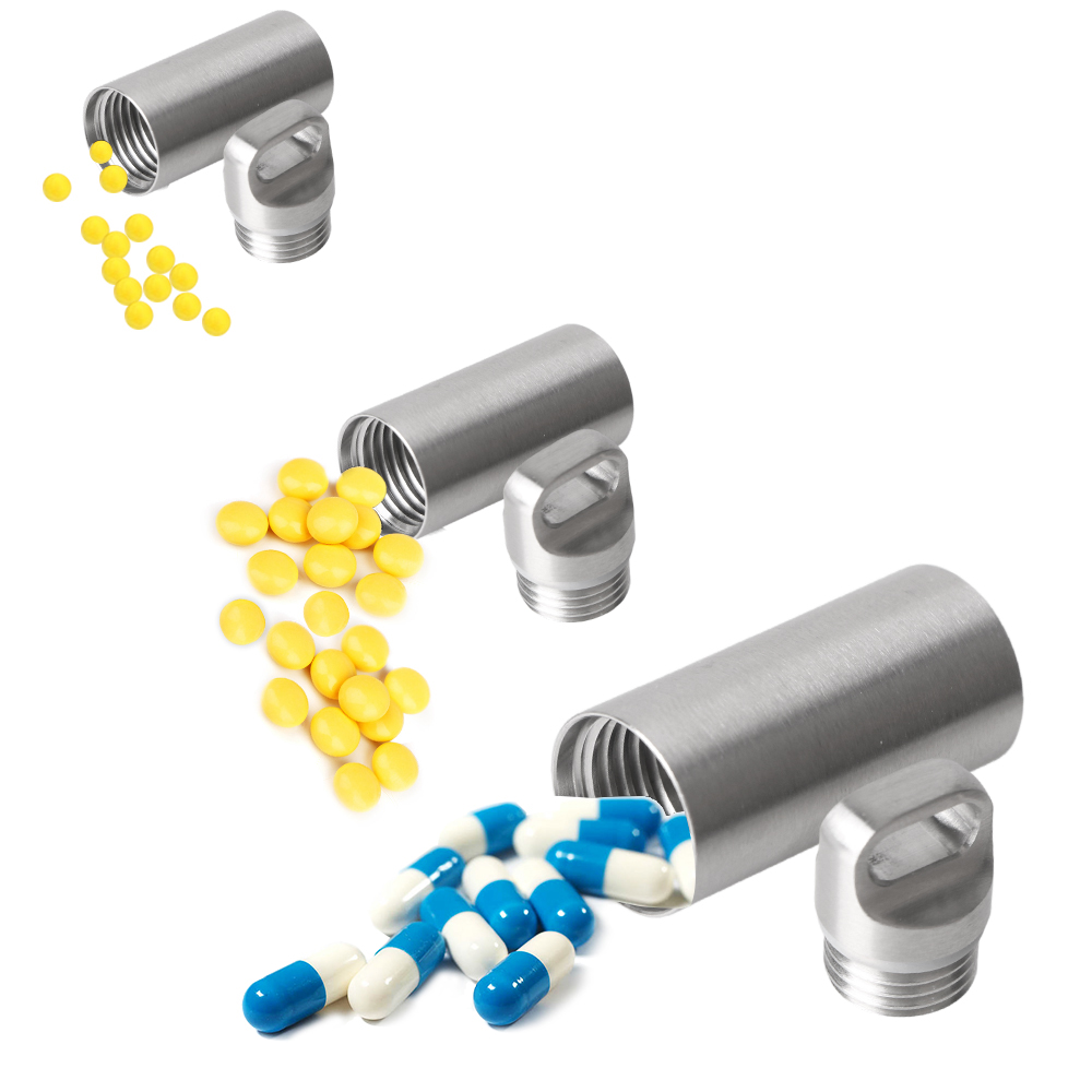 Roestvrij staal S M L pil opbergdoos met sleutelhanger afdichtringen camping EHBO hanger mini medicijndoos waterdicht draagbaar