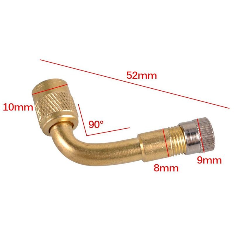 90 Degree Bend Tire Valve Extension Adapter, Brass Air Tyre Extension Schrader Valve Adapter for Motorcycle, Bike, Mower and Sco