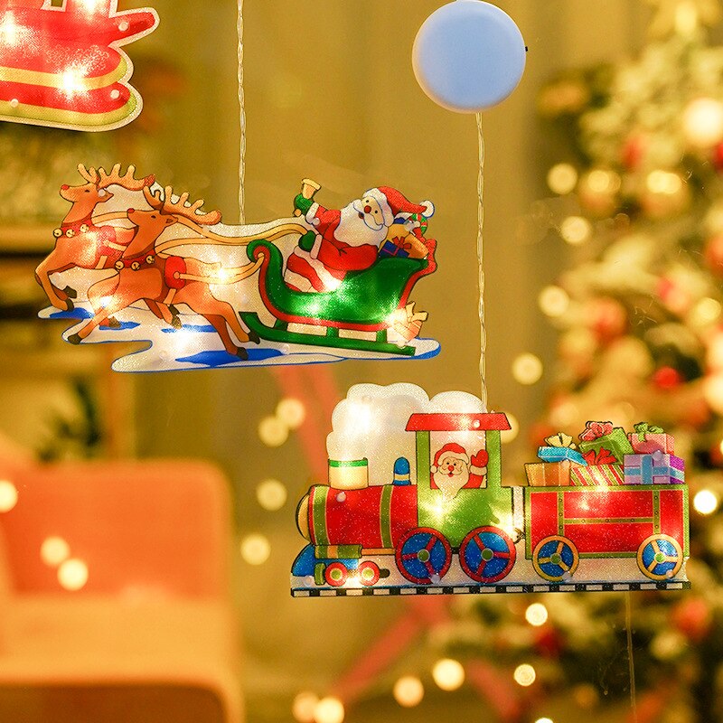 Kerst kerstman led verlichting zuignap raam kerstboom hangende verlichting festival raam decoratieve eland verlichting