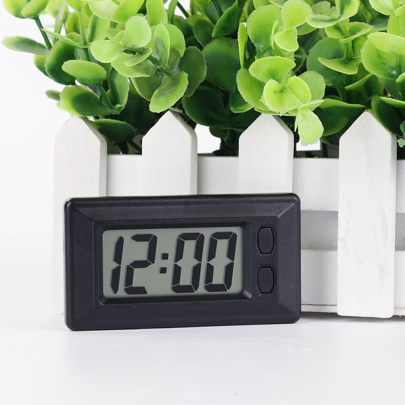 1pcs Self-Adhesive LCD Digital Clock Auto Car Truck Dashboard Date Time Calendar Black Vehicle Electronic Clock