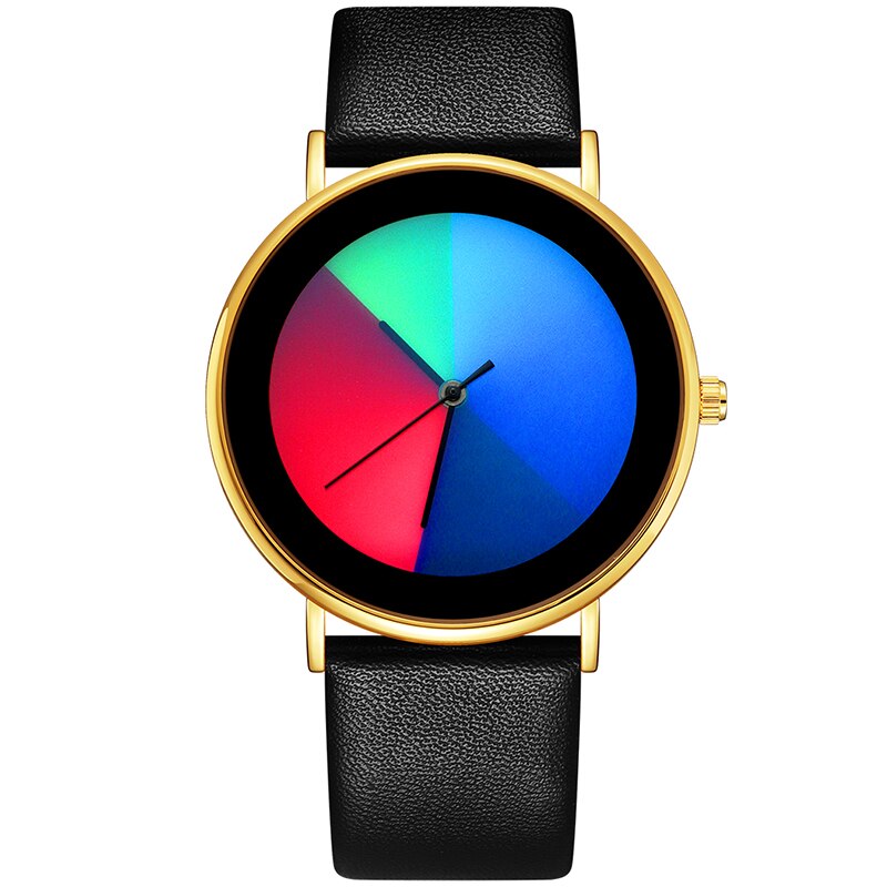 Changing Color Casual Quartz Women Watches Girl Wristwatch Stainless Steel Female Watch Clock Reloj Mujer: Leather-GoldBlack