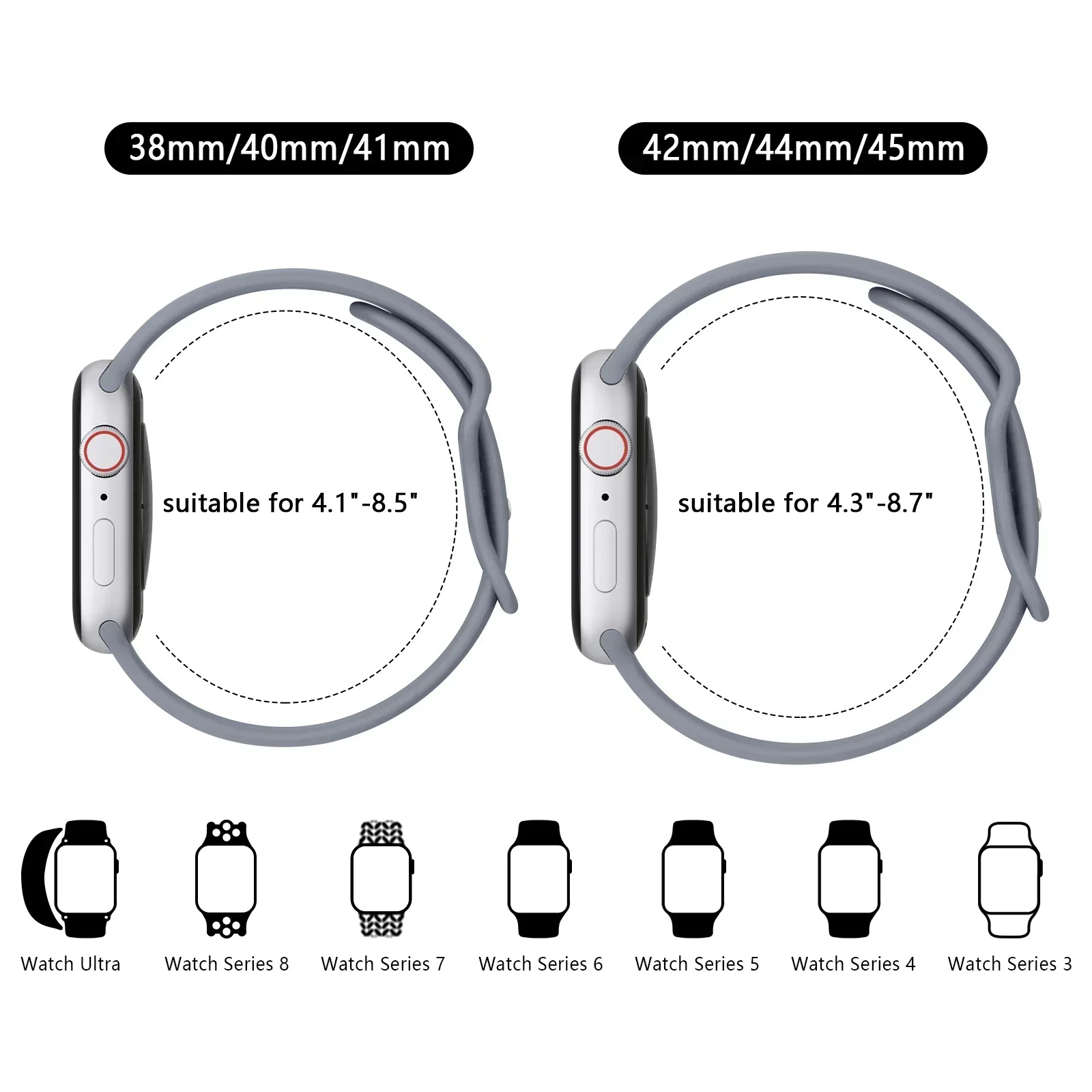 Zachte Siliconen Band Voor Apple Watch 9 8 7 6 5 4 3se Band Voor Iwatch Ultra 49Mm 45Mm 41Mm 40Mm 44Mm 38Mm 42Mm Horlogeband