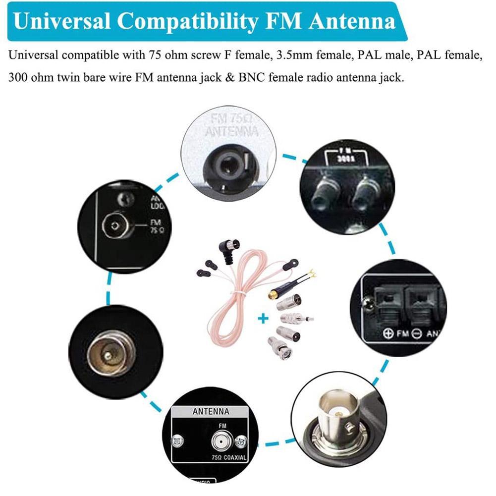 88-108MHz FM Radio Antenna 75 Ohm Dipole Indoor Antenna HD Aerial Receiver PAL to F Female Jack RF Coax Adapter Connector