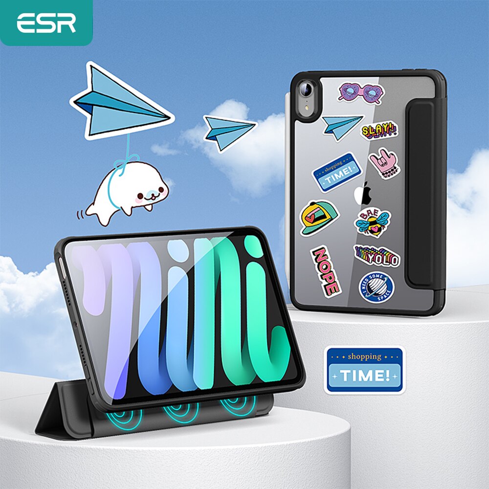 ESR for iPad Mini 7th/6th Generation Case ) for iPad Mini 7 Case Detachable Magnetic Cover Hard Back Auto Sleep/Wake: Red