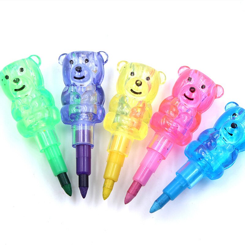 3 Pcs/lot 5 Colors Crayons Kawaii Cartoon Bear Graffiti Drawing Pastel Pen for Kids School Office Stationery Art Supplies