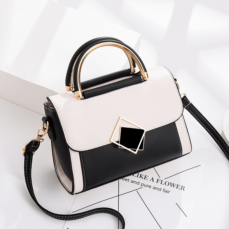 Borsa a tracolla monospalla moda semplice da donna coreana nuova moda autunno e inverno 2019 da donna: White with Black