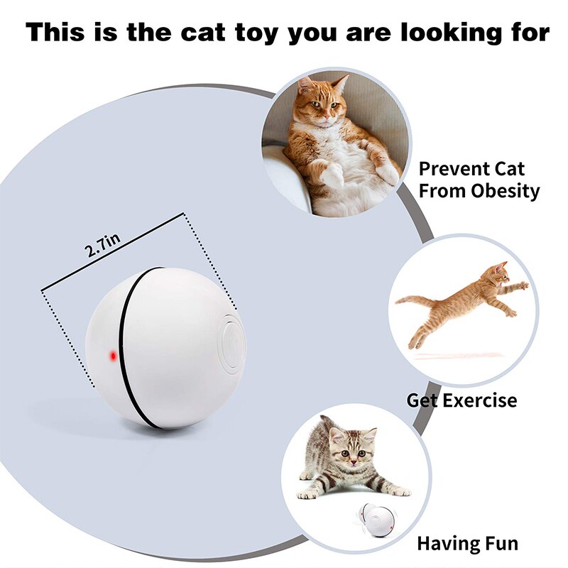 Smart interaktivt kat legetøj usb genopladeligt led lys 360 graders selvroterende bold kæledyr spiller legetøj bevægelsesaktiveret kæledyr bal
