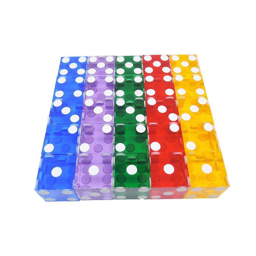 5 pièces haut Grade 19mm Casino dés avec les bords et les numéros de série translucide clair D6 dés réel dés