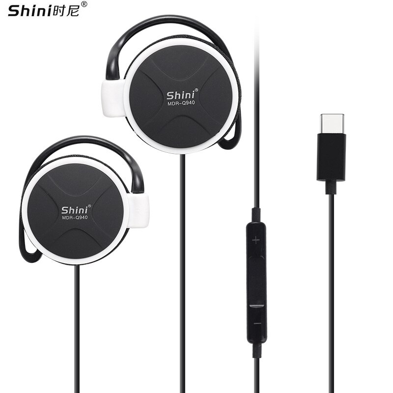 Shini-auriculares Q940 con conector tipo C, cascos deportivos de 3,5mm con gancho para la oreja para reproductor de música Mp3, ordenador y teléfono móvil,