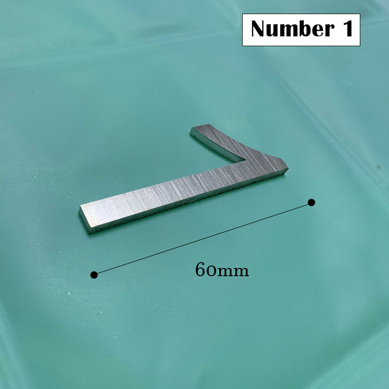 60mm Stainless Steel Self Adhesive House Number Sticker Metal Doorplate Home Door Plaque Numbers Sign For Mailbox Street Numbers: Greyish Brown