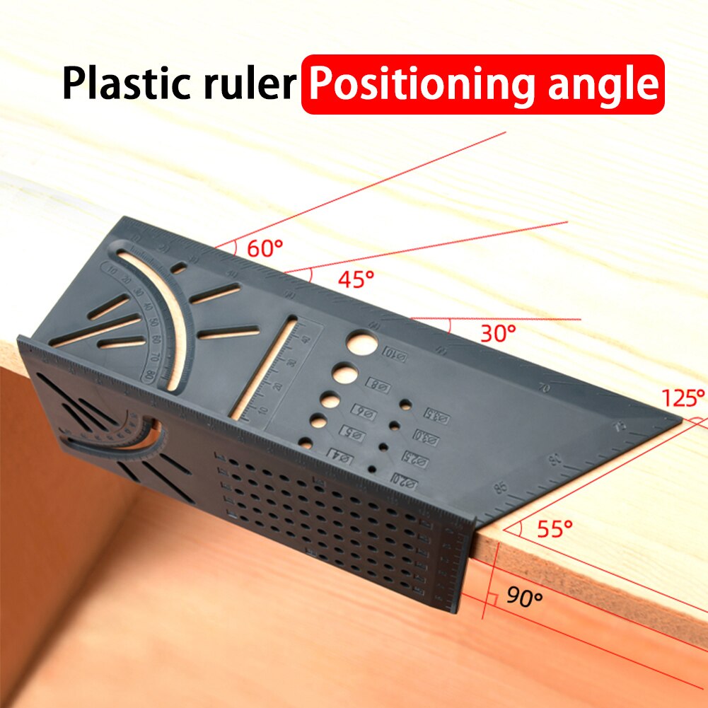 1pc Wood Working Ruler 45 Degree and 90 Degree 3D Mitre Angle Measuring Gauge Square Size Measure Tool for School Office