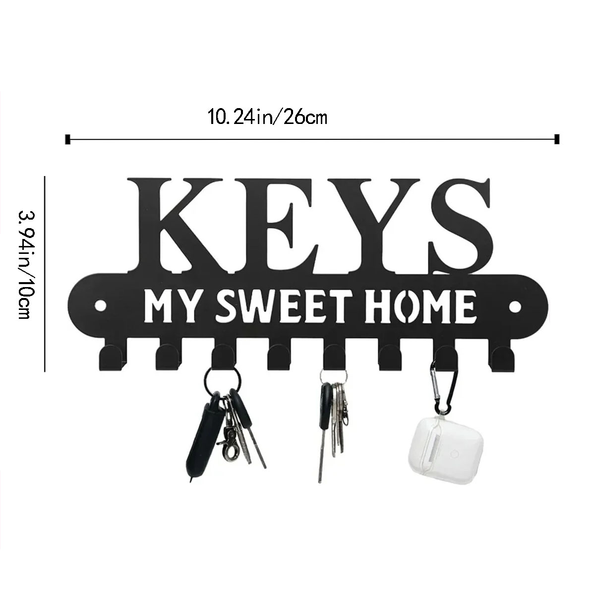 Black Metal Keychain Hook, Sweet Home Wall Hanging for Front Door Kitchen Bedroom Home Decor Metal Artwork: light green