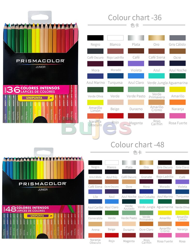 USA Prismacolor Junior colored pencil Assorted Colors,12/15/24/36/48 Pack Beautifully crafted with high wood, non- toxi