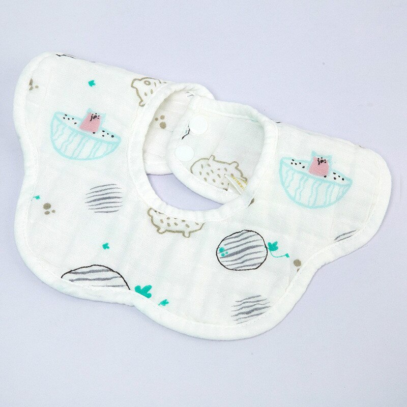 Cartoon Kinderen Slabbetjes 360 Roterende Bloemblaadje Bib Vier-Layer Mousseline Katoenen Baby Speeksel Slabbetjes Voeden Zorg Rijst Zak Leuke baby Slabbetjes: Watermelon