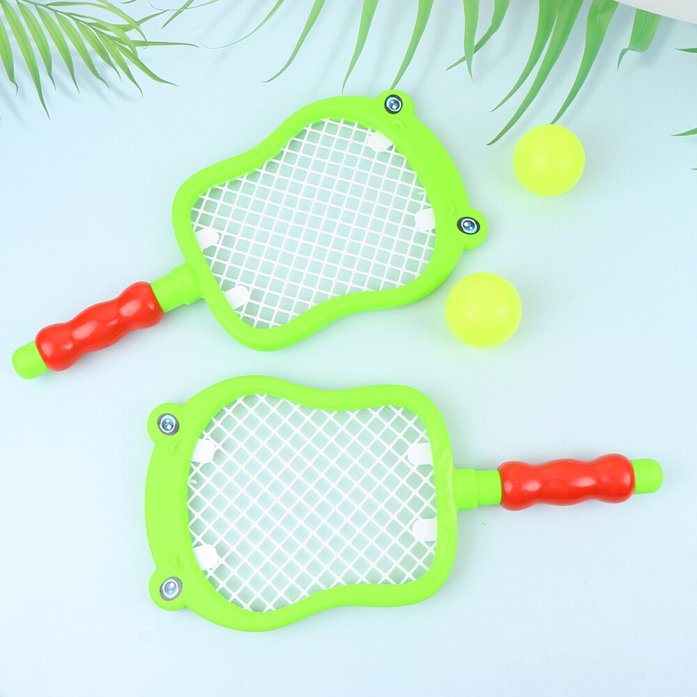 1 sæt børnetennisracket badminton racetsæt med bolde indendørs og udendørs sportslegetøj til børn børn - søhestemønster: Default Title
