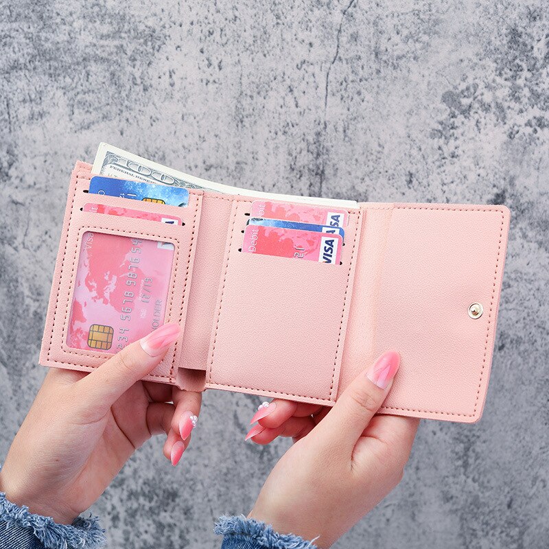 Women's Wallet Chrysanthemum Short Folding Wallet for Girls Ladies Students Multi Card Package Coin Purse Change Bag