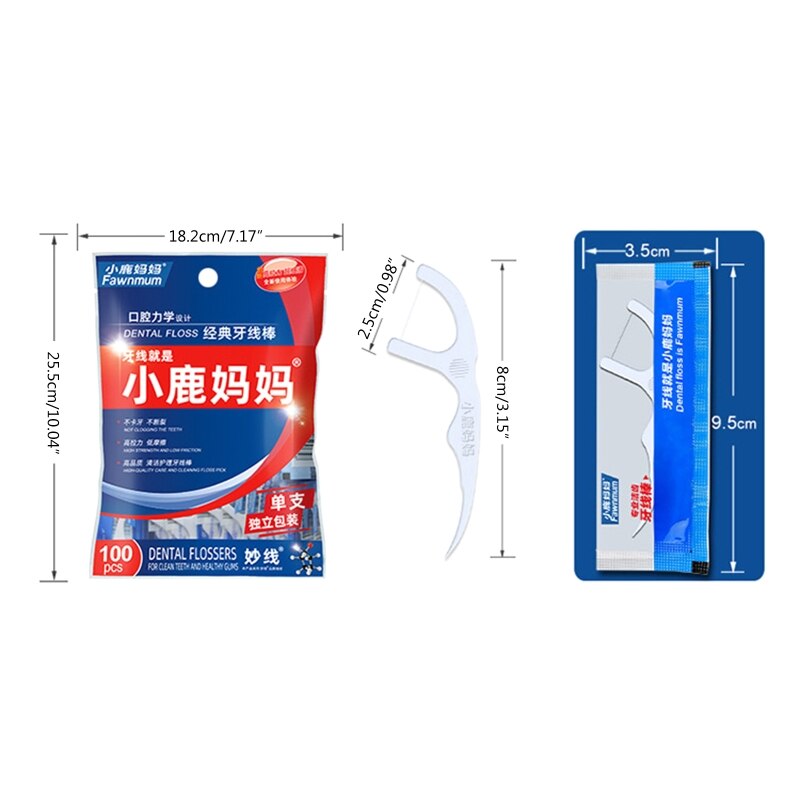 50/100pcs Dental Floss Flosser Picks Toothpicks Sticks with Thread Interdental Brush Tooth Cleaning Dental Floss Pick