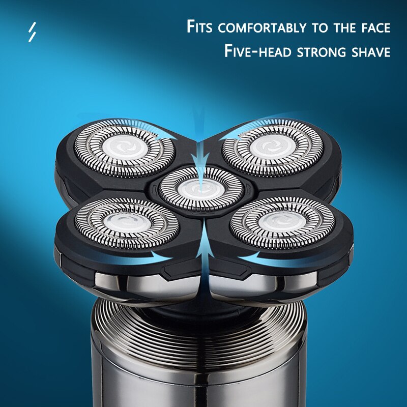 Rasoir électrique 5 en 1 rechargeable pour hommes, rasoir pour le visage et le corps, rasoir pour barbe, humide et sec