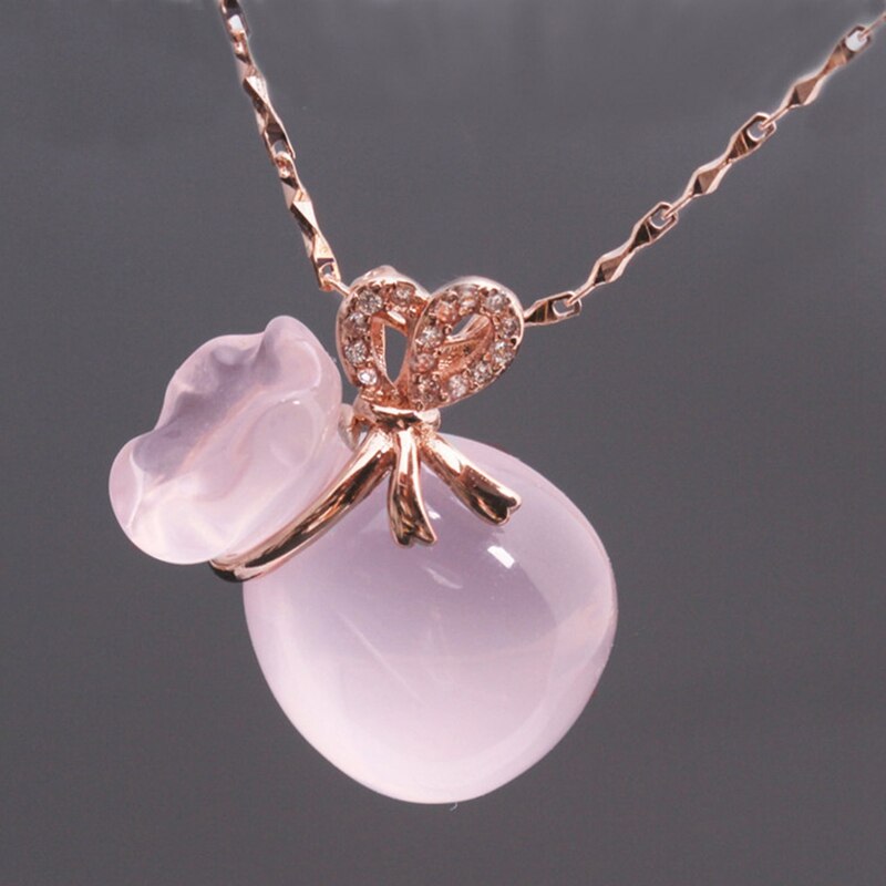 Roze Crystal Grabbelton Hanger Ketting Sleutelbeen Ketting Mode Korea Sieraden Voor Vrouwen Zirkoon Boog Rose Gouden Ketting: Default Title