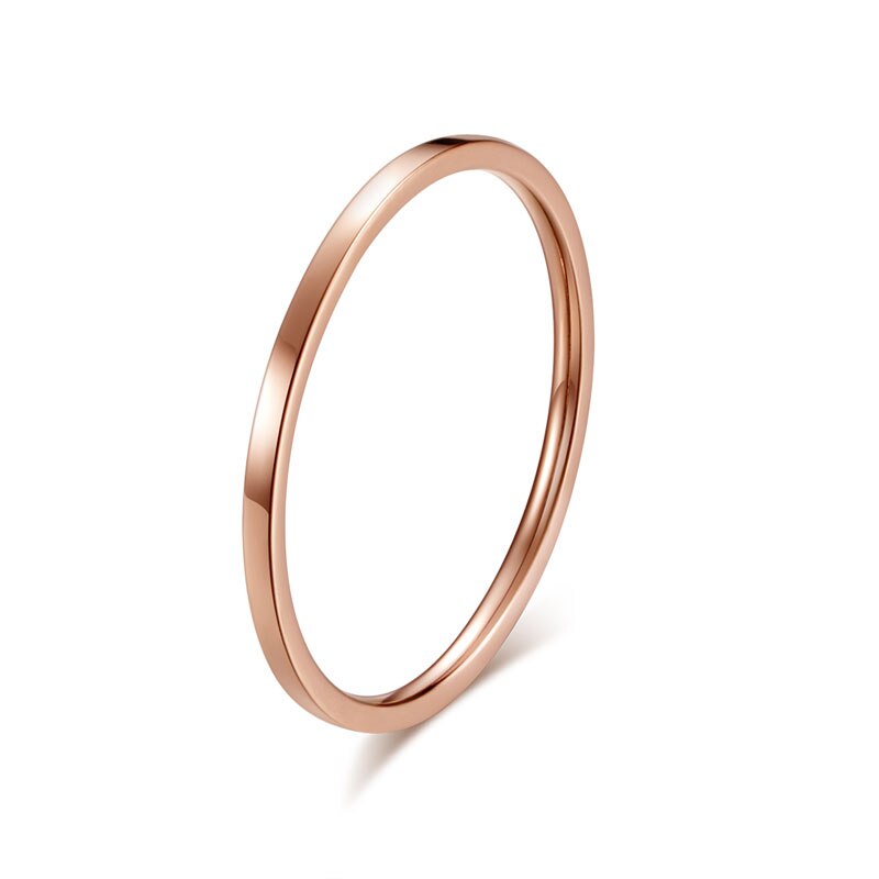 Eenvoudige dunne smalle titanium ring roségoud/zilverkleurige ringen voor vrouwen trouwring geometrische staartring sieraden: 9 / Roségoud